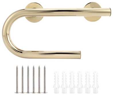 32Cm Badkamer Douche Anti-Slip Bar Wc Bad Grab Bar Veiligheid Leuning Met Papier Houder Champagne Badkamer accessoires electroplate