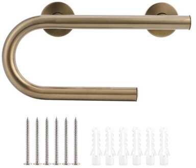 32Cm Badkamer Douche Anti-Slip Bar Wc Bad Grab Bar Veiligheid Leuning Met Papier Houder Champagne Badkamer accessoires geborsteld