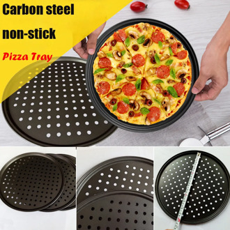 32cm non-stick baking tool round carbon steel punching pizza mold baking tray (12 inch) hot pizza pan non-stick coating T6