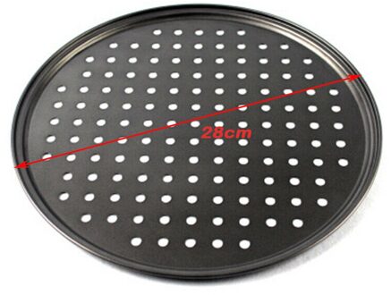 32Cm Non-stick Bakken Tool Ronde Carbon Staal Ponsen Pizza Mold Bakplaat (12 Inch) Pizza Pan Antiaanbaklaag 28CM