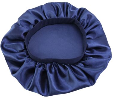 32Cm Passen Effen Satijn Motorkap Haar Styling Cap Zijde Lange Haarverzorging Vrouwen Night Slaap Hoed Hoofd Styling Wrap accessoires Blauw