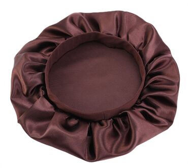 32Cm Passen Effen Satijn Motorkap Haar Styling Cap Zijde Lange Haarverzorging Vrouwen Night Slaap Hoed Hoofd Styling Wrap accessoires koffie