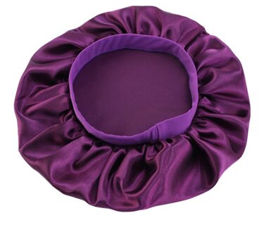 32Cm Passen Effen Satijn Motorkap Haar Styling Cap Zijde Lange Haarverzorging Vrouwen Night Slaap Hoed Hoofd Styling Wrap accessoires Paars
