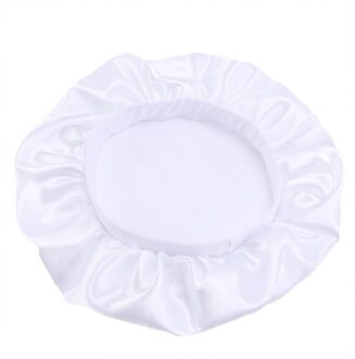 32Cm Passen Effen Satijn Motorkap Haar Styling Cap Zijde Lange Haarverzorging Vrouwen Night Slaap Hoed Hoofd Styling Wrap accessoires wit