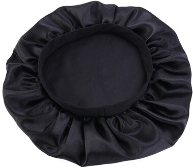 32Cm Passen Effen Satijn Motorkap Haar Styling Cap Zijde Lange Haarverzorging Vrouwen Night Slaap Hoed Hoofd Styling Wrap accessoires zwart