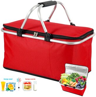 32L Vouwen Picknick Camping Lunch Zakken Geïsoleerde Koeltas Koele Wasmand Opslag Mand Tas Doos Outdoor Draagbare Picknick Mand rood