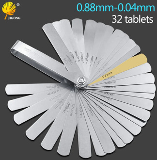 32pcs Range Finder Feeler Gauge Valve Teaching Feeler Gauge 0.04-0.88 mm Gap Size .0015-.035 Copper Sheet