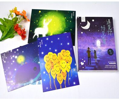32Sheets/Set Ontmoet U Lichtgevende Serie Postkaart/Wenskaart/Boodschap Kaart/Verjaardag Brief Envelop kaart