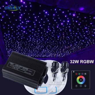 32W RGBW Wall Switch Touch Control Fiber Optic Lights, 4M Fiber Optical Cable 600PCS Total,Home Theater Starry Sky Ceiling