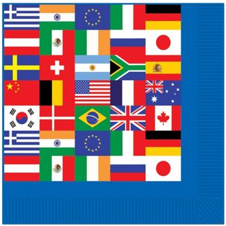 32x Internationale servetten van papier - Feestservetten Multikleur