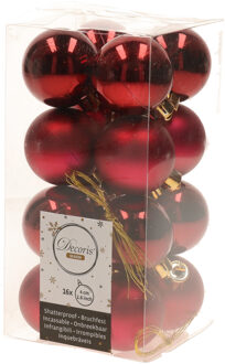 32x Kunststof kerstballen glanzend/mat donkerrood 4 cm kerstboom versiering/decoratie - Kerstbal