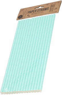32x Papieren drinkrietjes blauw 24 cm milieuvriendelijk