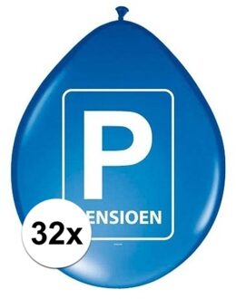 32x Pensioen ballonnen blauw - Ballonnen