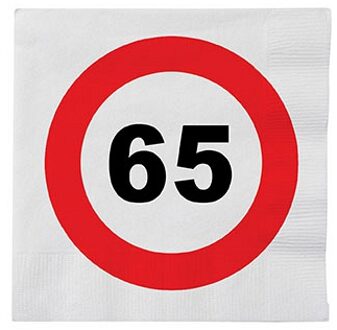 32x Stopbord servetjes 65 jaar - Feestservetten Multikleur