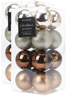 32x stuks kerstballen mix herfstkleuren kunststof 5 cm