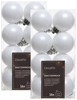 32x Winter witte kerstballen 4 cm kunststof mat