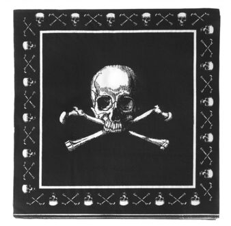 32x Zwarte piraten servetten met doodshoofd 33 x 33 cm