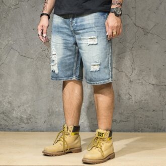 3326 Denim Shorts Mannen Zomer Mode Chic Straat Hip Hop Losse Grote Maat Dunne Trendy Stretch Gat Kras Vijf-Punt Broek Xl