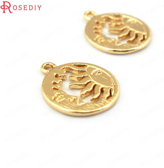 (33736)10Pcs 14.5*12.5Mm 24K Gold Plated Brass Star Sun Moon Bedels Hangers Diy sieraden Bevindingen Accessoires