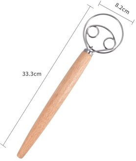 33Cm Spoel Roerder Met Eiken Handvat Dikke Rvs Eenvoudig Stevige Deense Deeg Garde Bakken Keuken Cake Gebak gereedschap
