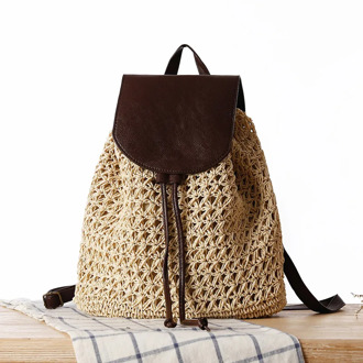33x30CM Summer New Style Mori Girl Trend Backpack Straw Holiday Bag Casual Beach Bag Straw Bag Women a7203