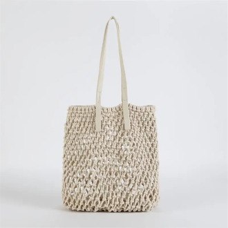 33x34CM New Style Japanese Style Ins Style Simple Photo Pure Color Pure Hand Woven Cotton Thread Straw Bag a7311