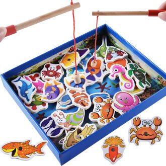 34 pcs Eenvoudige Vis Game Houten Kinderen Puzzel Vroege Onderwijs Speelgoed Voor Kinderen Grote Outdoor Oceaan Vissen Speelgoed