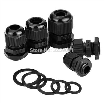34 stks Wartel Nylon Plastic Waterdichte Verstelbare 3-16mm Kabel Connectoren Kabel Gland Gewrichten Met Pakkingen PG7 PG9 PG11 PG16 wit