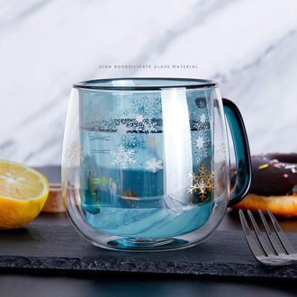 340ml Creatieve Dubbele laag Glas Gekleurde Sneeuwvlok Riem Glazen Beker Hittebestendig Glas voor Wijn Whisky Bier koffie