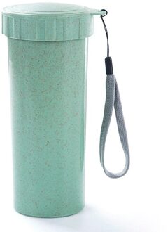 340Ml Draagbare Waterfles Lekvrije Reizen Kantoor Koffie Thee Water Fles Stro Tarwe Plastic Water waterkoker Licht Groen