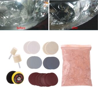 34Pcs Diepe Kras Remover Auto Glas Polijsten Kit 8 OZ Ceriumoxide en 2 ''Wiel Polijsten Slijpen Materialen set