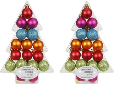 34x Kunststof gekleurde kleine kerstballen pakket 3 cm - Kerstbal Multikleur