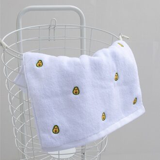 34X75Cm 100% Katoen Mode Avocado Geborduurde Thicken Handdoek Zachte Absorberende Badkamer Volwassenen Handdoek wit