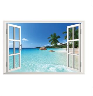 35.4 "* 23.6" zy1430 badplaats 3d window view verwijderbare art muursticker vinyl decal mural woondecoratie