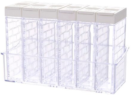 35 #6 Pcs Creatieve Open Kruiderij Doos Transparant Zout Spice Opslag Container Kruiden Keuken Gereedschap wit