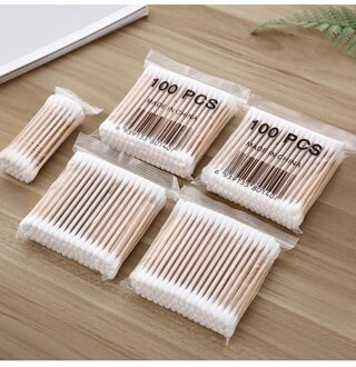 35/80/100 Stks/pak Dubbele Hoofd Wattenstaafje Vrouwen Make Bamboo Wattenstaafjes Eyeshaow Mengen Tool Voor Neus oren Cleaning Tools