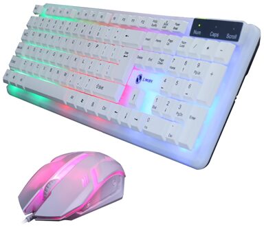 35 @ Gaming Toetsenbord 104 Keycaps Rgb Backlit Mechanische Gevoel Toetsenbord Game Toetsenborden Voor Pc Laptop Computer 9.5 wit