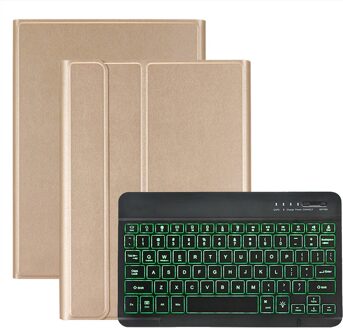 35 @ Keyboard Cover Backlit Toetsenbord Case Voor Samsung Galaxy Tab Een 10.1 T510 Cover Verwisselbare Bluetooth Toetsenbord Lederen Funda goud