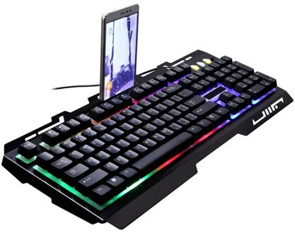 35 @ Toetsenborden Gaming Wit G700 Led Regenboog Kleur Backlight Gaming Game Usb Wired Keyboard # 5% 15 zwart