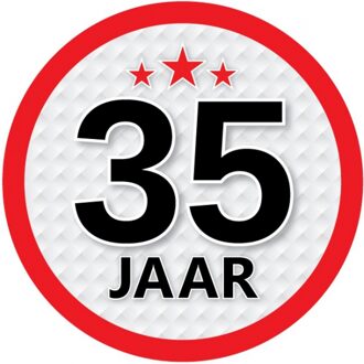 35 jaar leeftijd sticker rond 15 cm - 35 jaar verjaardag/jubileum versiering