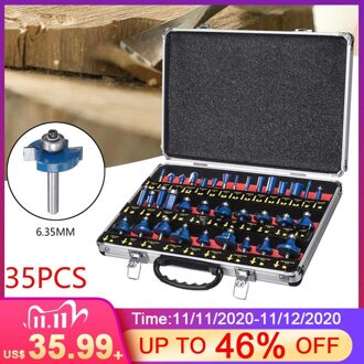 35 Pcs 1/4 Inch 6.35 Mm Hout Frees Schacht Router Bit Set Trimmen Machine Tool Voor Elektrische Trimmer Hout werk Snijden Kit