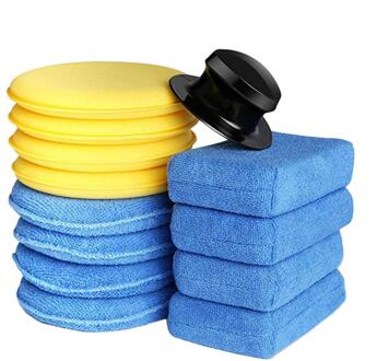 35% Sales! 13Pcs Ronde Rechthoek Auto Voertuig Waxen Polijsten Buffing Spons Handvat Set