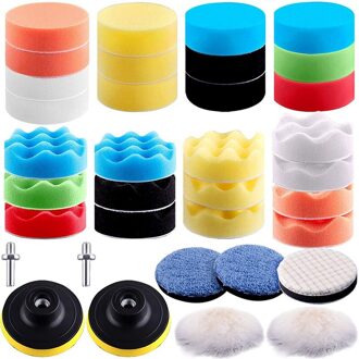 35 Stuks Auto Polijsten Pad Kit 80Mm Buffing Pads Foam Polish Pads Polijstmachine Bevestiging Voor Boor