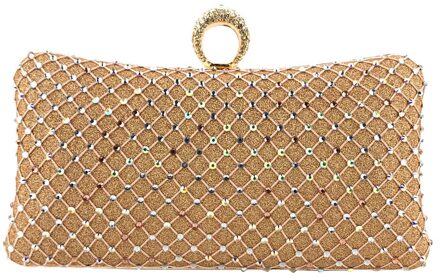 35 # Vrouwen Kralen Pailletten Effen Kleur Avondtasje Hand Keten Tas Clutch Tassen Tassen Voor Vrouwen Bruiloft Formele Handtassen vrouwen Tas roos goud