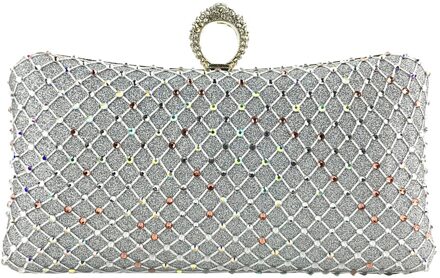35 # Vrouwen Kralen Pailletten Effen Kleur Avondtasje Hand Keten Tas Clutch Tassen Tassen Voor Vrouwen Bruiloft Formele Handtassen vrouwen Tas zilver