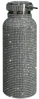350/500/750 Diamant Water Fles Thermos Thermoskan Rvs Warmte Thermos Draagbare Zilver Water Flessen 500ml A