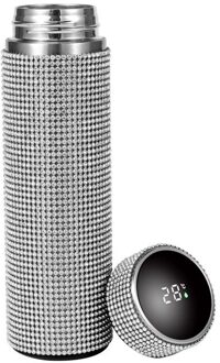 350/500/750 Diamant Water Fles Thermos Thermoskan Rvs Warmte Thermos Draagbare Zilver Water Flessen 500ml temperature A