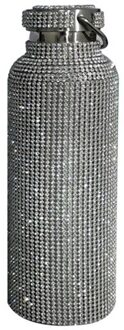 350/500/750 Diamant Water Fles Thermos Thermoskan Rvs Warmte Thermos Draagbare Zilver Water Flessen 750ml A