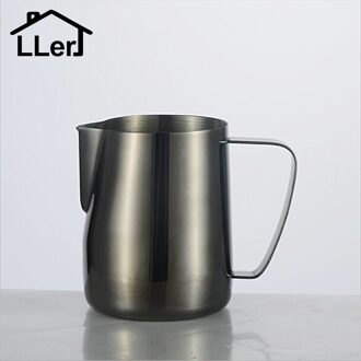 350/600Ml Latte Art Koffie Melkkan Voor Barista In Cafe Gebruik Espresso Dampende Pitcher Koffie Melk Opschuimen cup 600ml / zwart