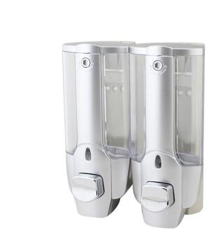 350 / 700 Ml Zeepdispenser Wall Mount Badkamer Accessoires Plastic Shampoo Dispensador Dubbele Hand Keuken Zeep Armatuur dubbele grijs